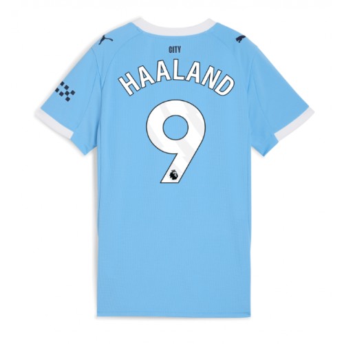 Stroje piłkarskie Manchester City Erling Haaland #9 Koszulka Podstawowej dla damskie 2025-26 Krótki Rękaw